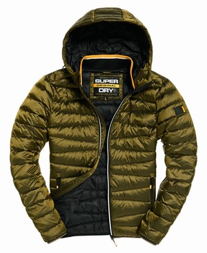 Superdry Clarendon Down Hooded Férfi Kabát Világos Khaki | UONYK5476